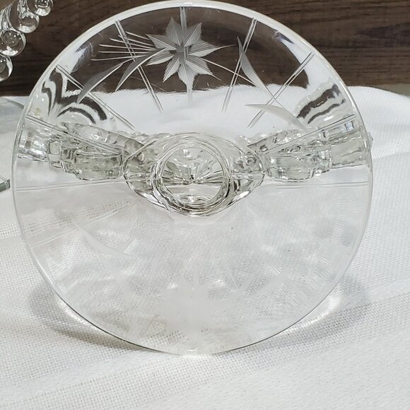 2 Etched Double Branch Candle Holder Susquehanna Glass 3848 candlestick vintage - Picture 4 of 9